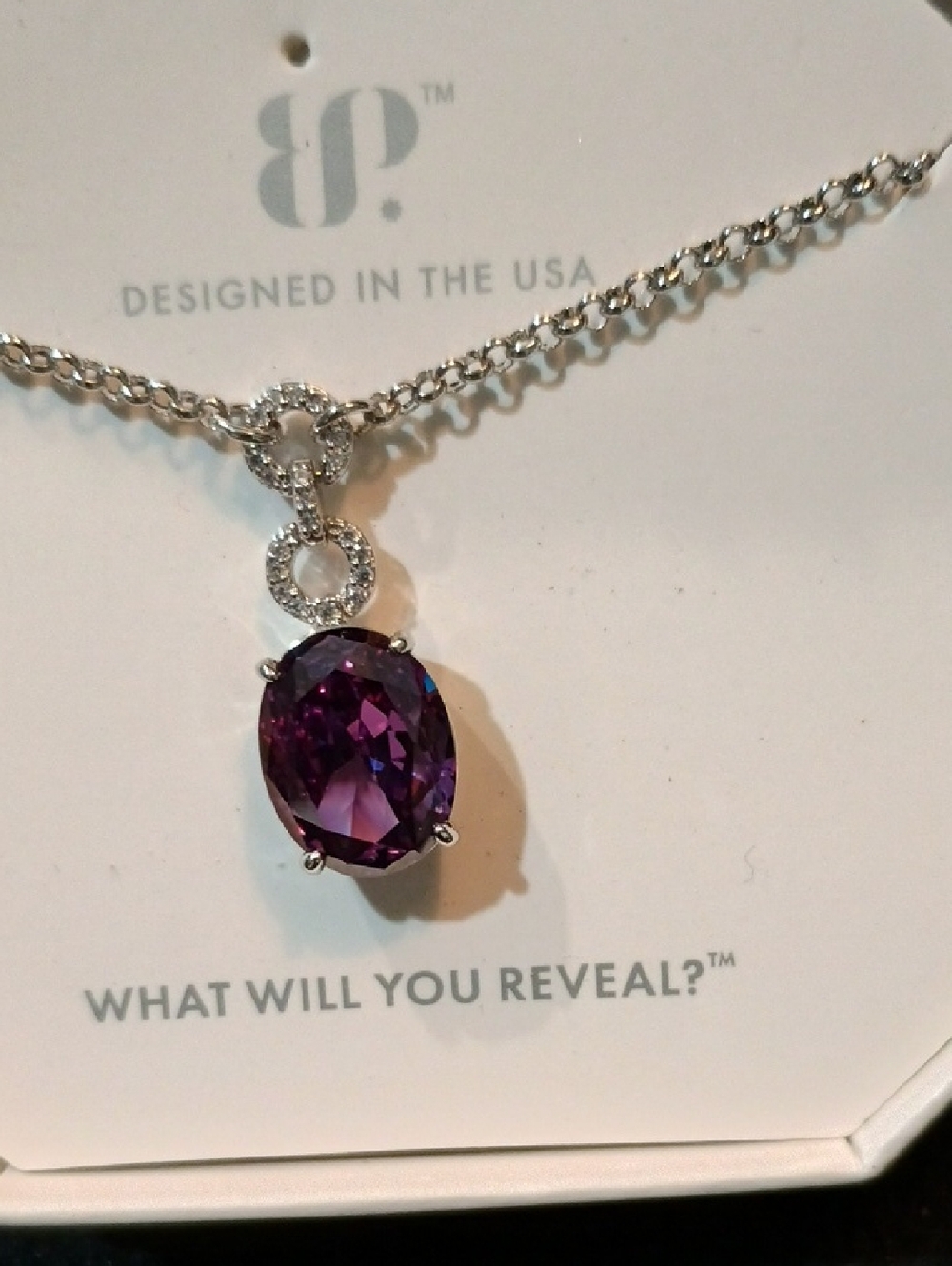 Purple Oval Gem Pendant Necklace - Designed in the USA
